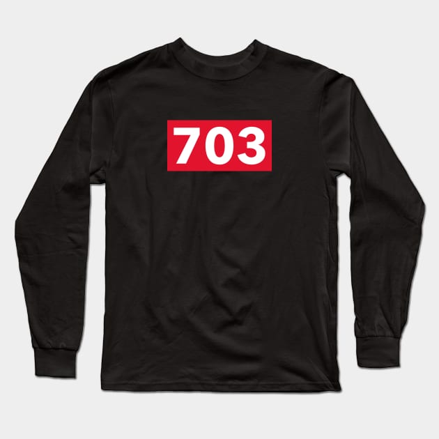 Northern Virginia bold white ‘703’ text with a red background Long Sleeve T-Shirt by keeplooping